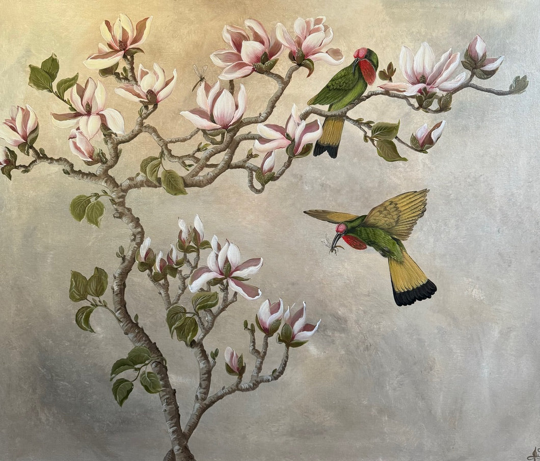 Chinoiserie with Magnolia and Bee Eaters
